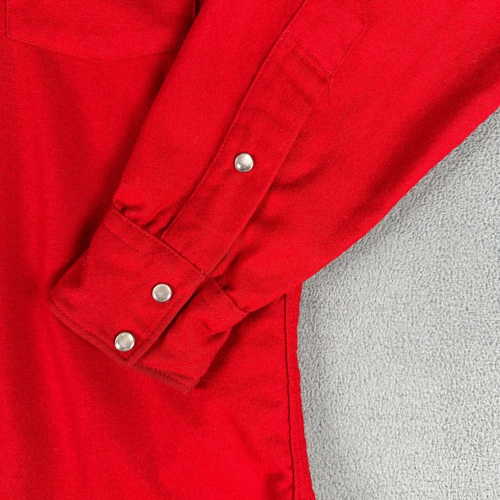 Pendleton Pearl Snap Shirt Medium Red Wool High Grade Western Wear Vintage USA - Picture 5 of 9
